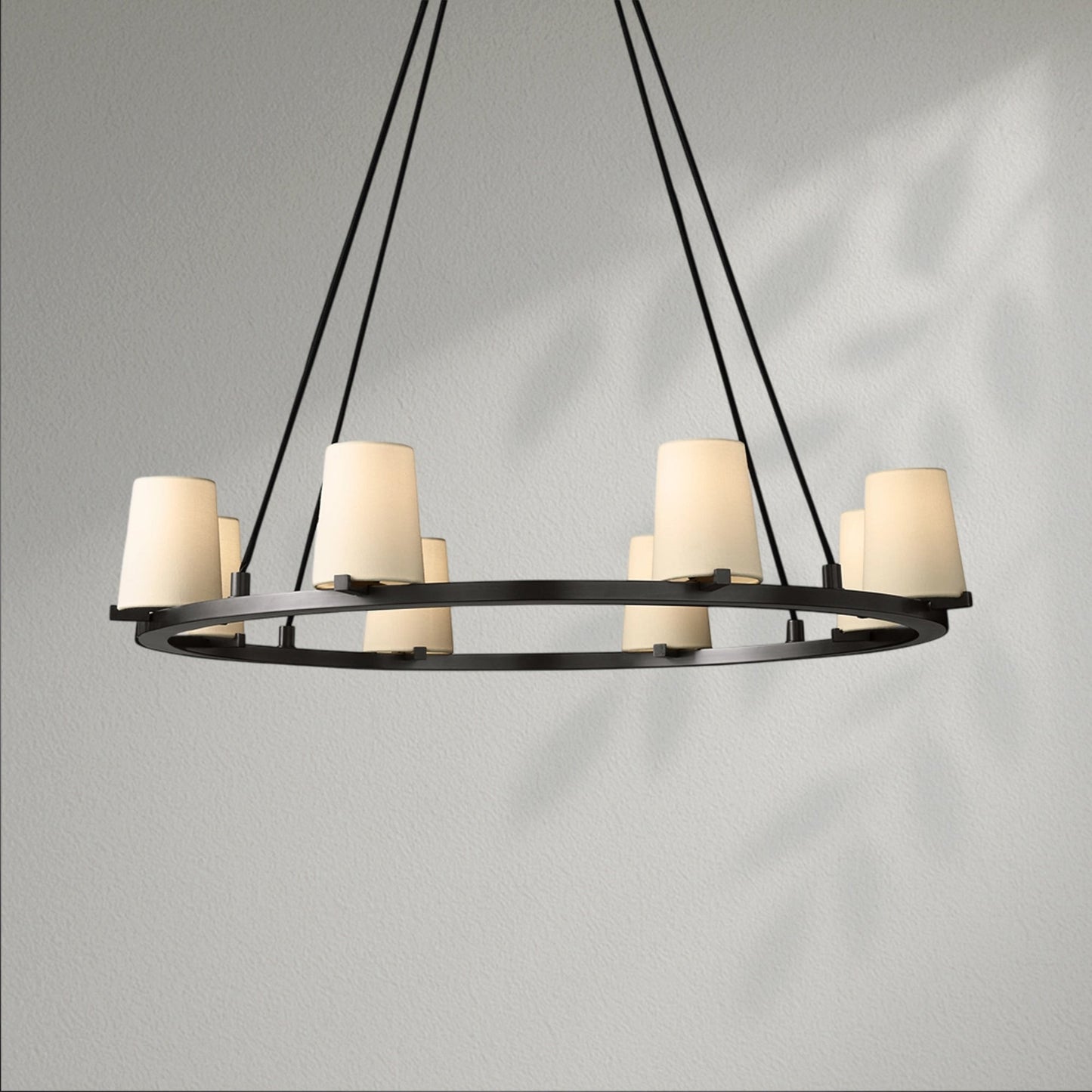 Pauillec Fabric Shade Round Chandelier - Lightings Menu