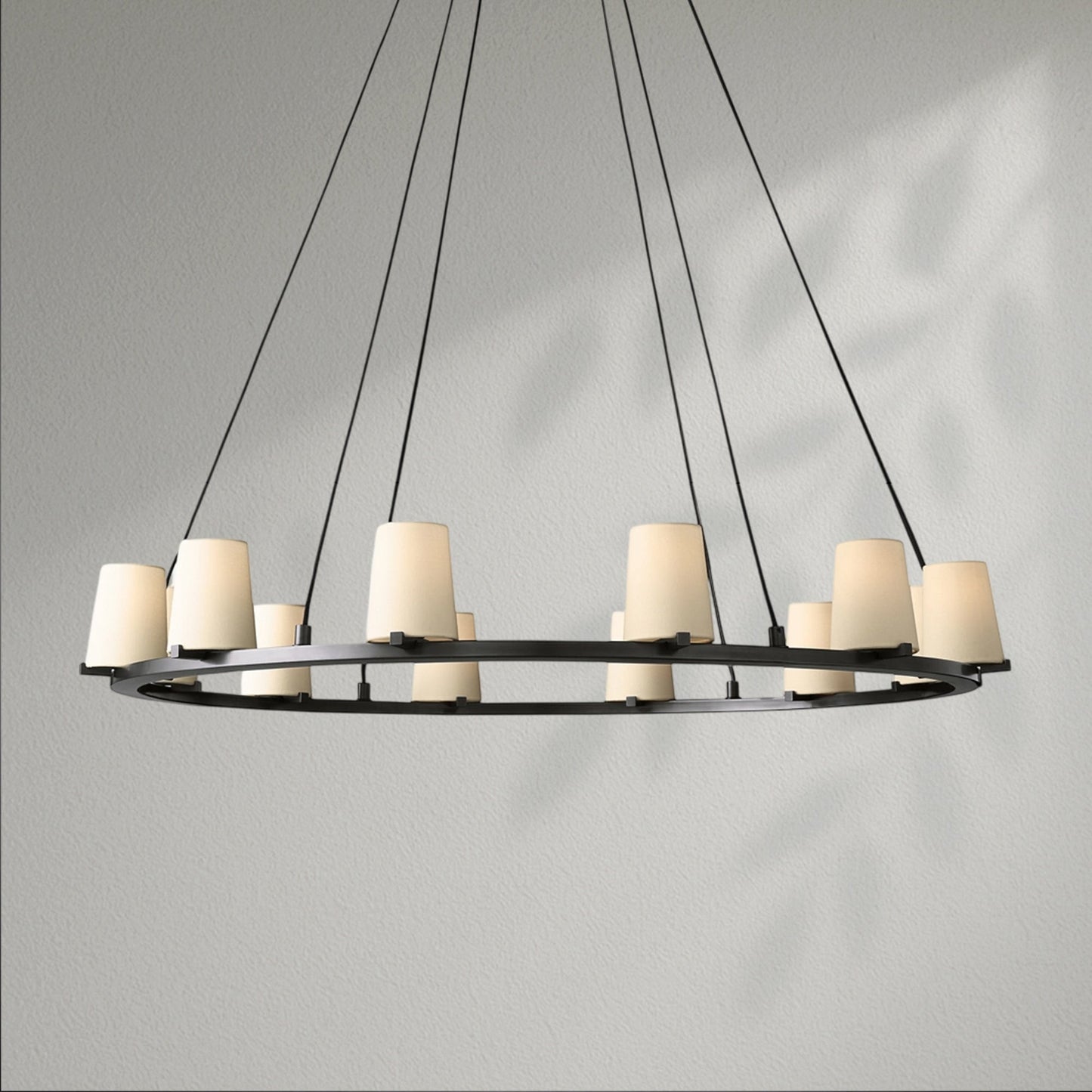 Pauillec Fabric Shade Round Chandelier - Lightings Menu