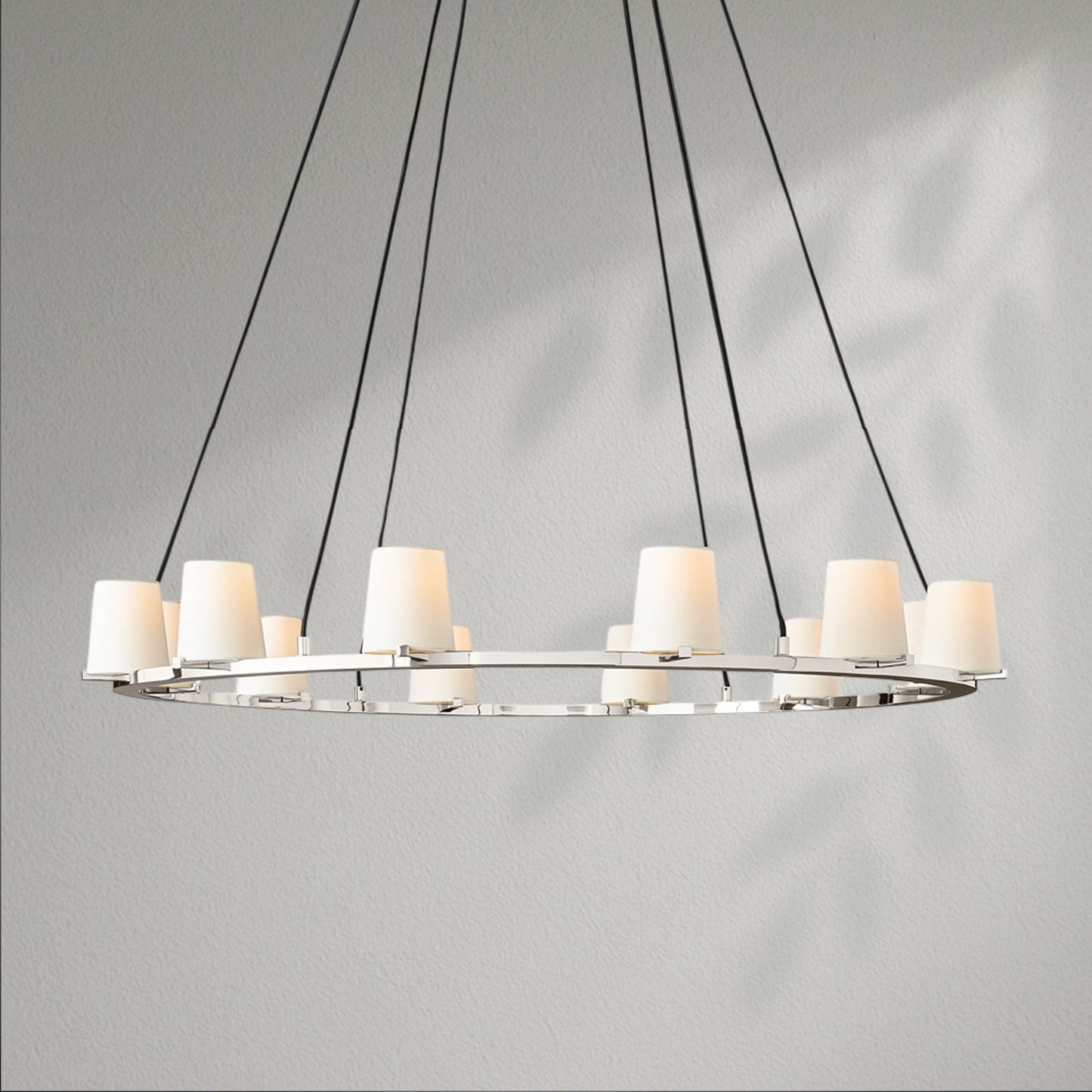 Pauillec Fabric Shade Round Chandelier - Lightings Menu