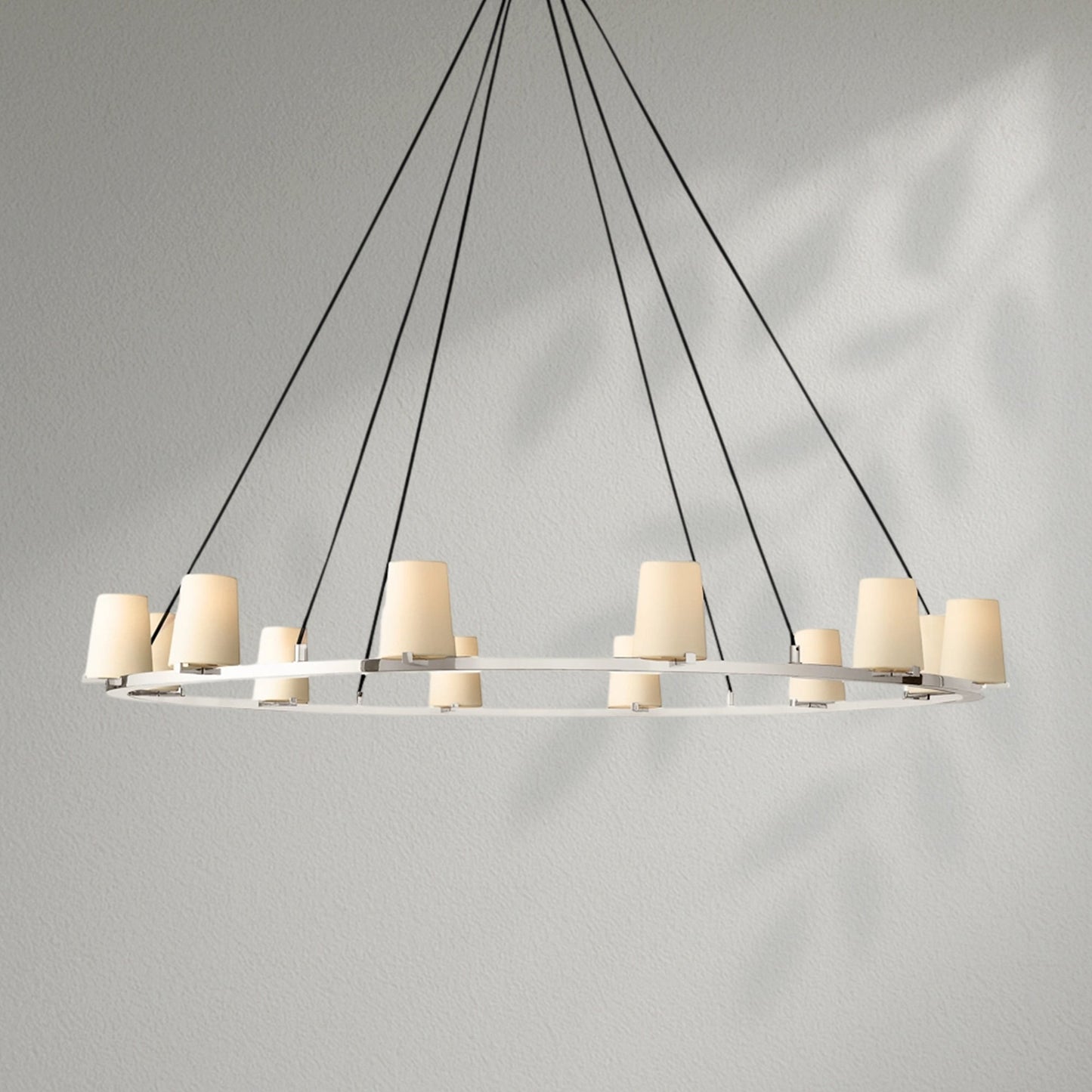 Pauillec Fabric Shade Round Chandelier - Lightings Menu