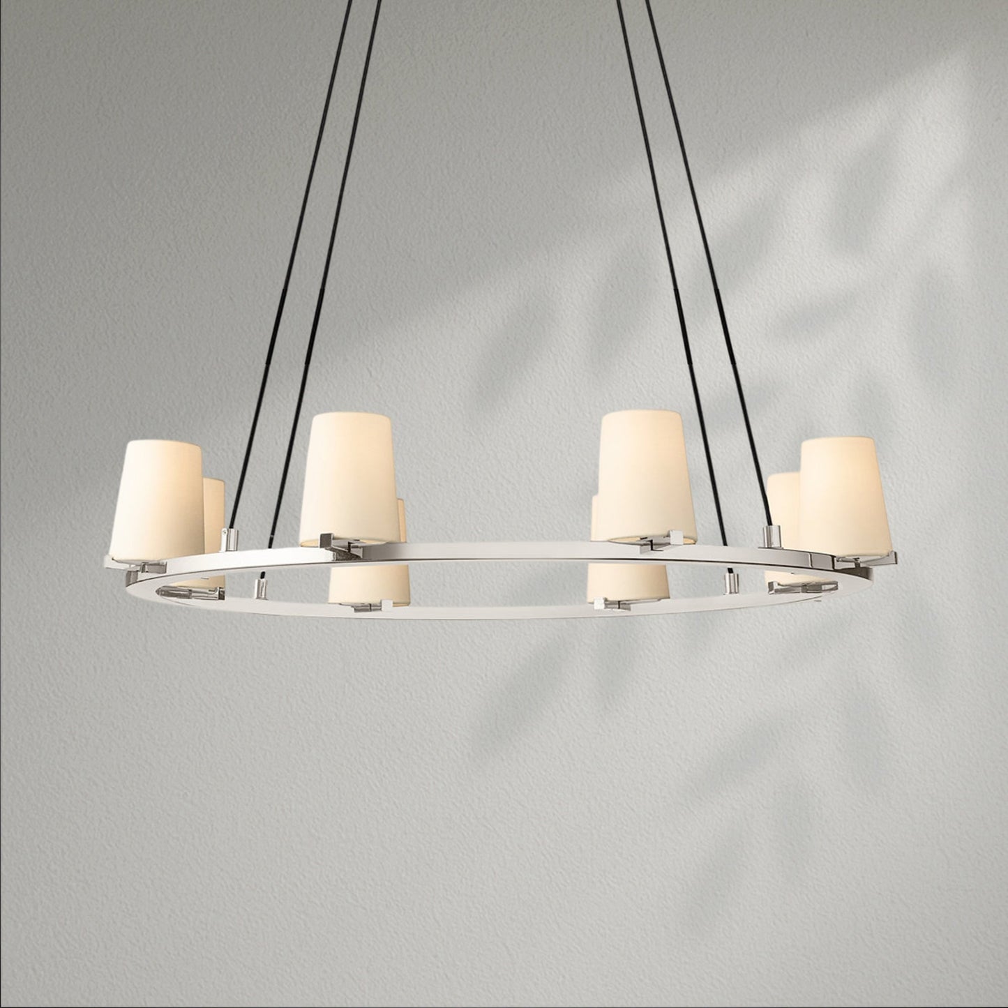 Pauillec Fabric Shade Round Chandelier - Lightings Menu
