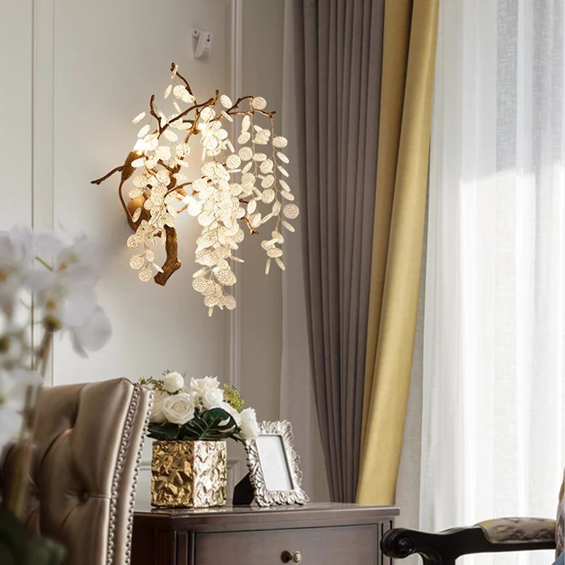 Peach Blossom Crystal Wall Sconce - Lightings Menu