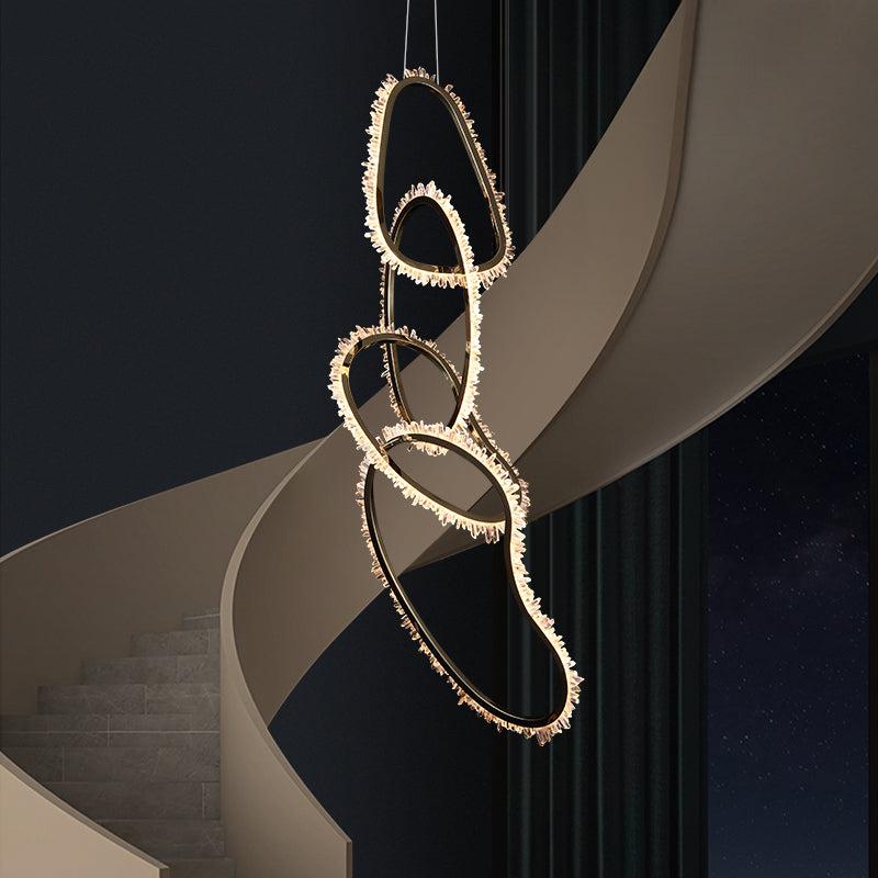 Primary Crystal Cluster 5 Rings Chandelier - Lightings Menu