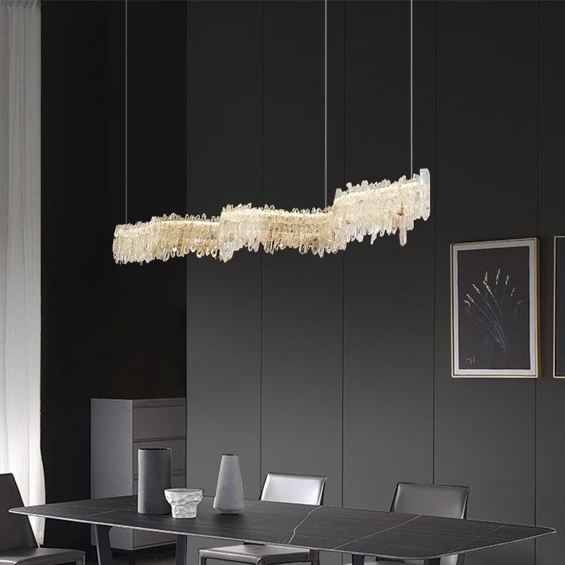 Primary Crystal Cluster Linear Dining Chandelier - Lightings Menu