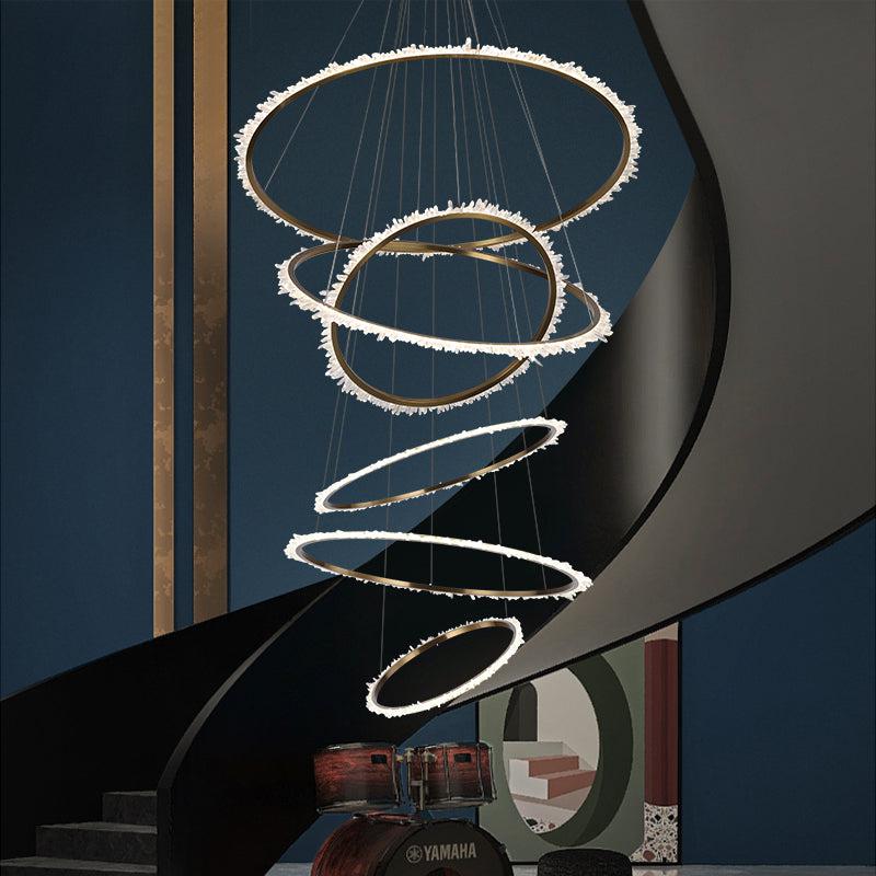 Primary Crystal Cluster Multi Rings Chandelier - Lightings Menu