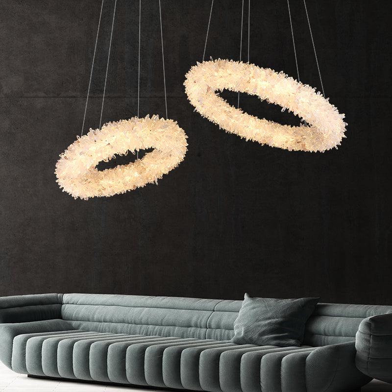 Primary Crystal Cluster Round Modern Chandelier - Lightings Menu