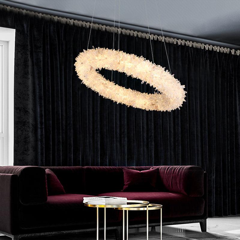 Primary Crystal Cluster Round Modern Chandelier - Lightings Menu