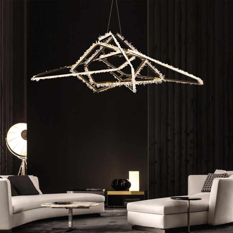 Primary Irregular Modern Living Room Rock Crystal Chandelier - Lightings Menu