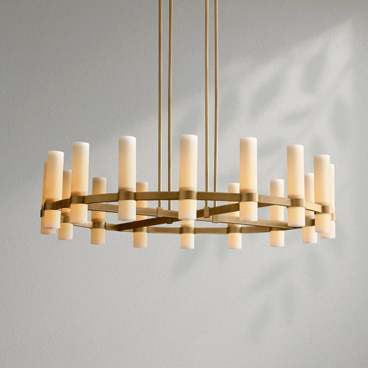 Savelle Round Milk Glass Chandelier - Lightings Menu
