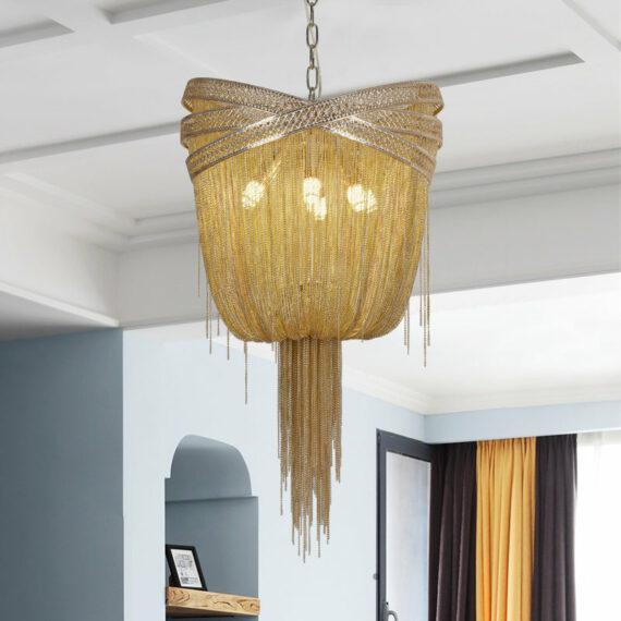 Stacking Rings Chain Tassel Pendant Chandelier - Lightings Menu
