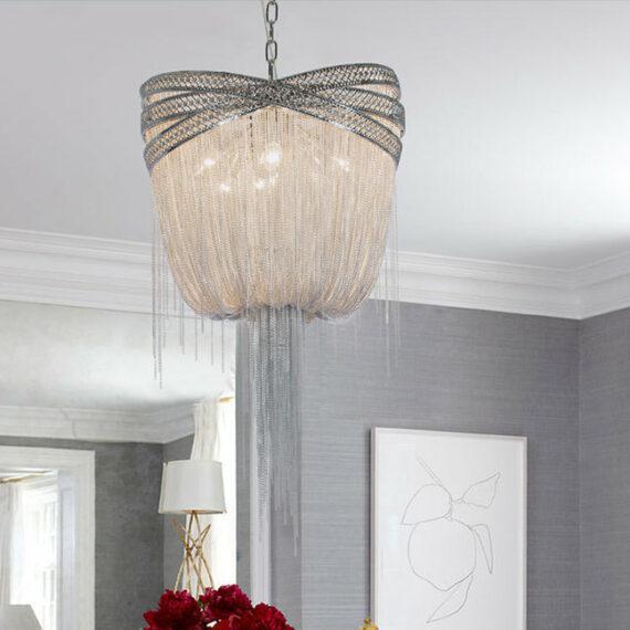 Stacking Rings Chain Tassel Pendant Chandelier - Lightings Menu