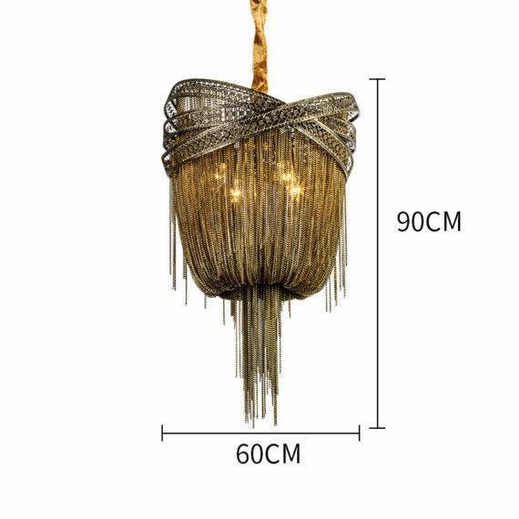 Stacking Rings Chain Tassel Pendant Chandelier - Lightings Menu
