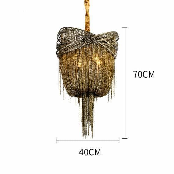Stacking Rings Chain Tassel Pendant Chandelier - Lightings Menu