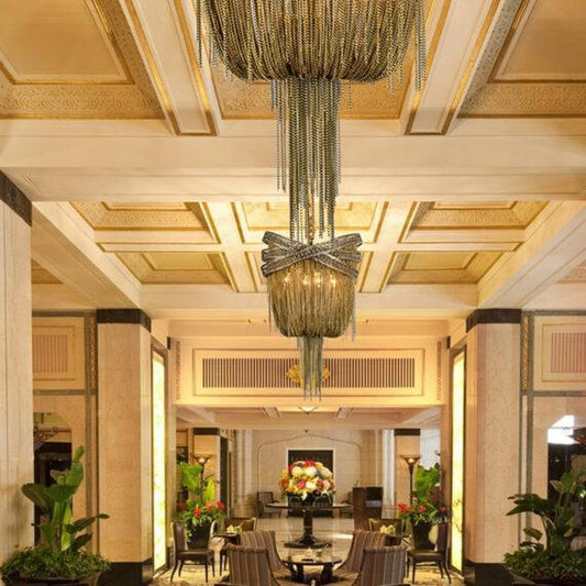 Stacking Rings Chain Tassel Pendant Chandelier - Lightings Menu