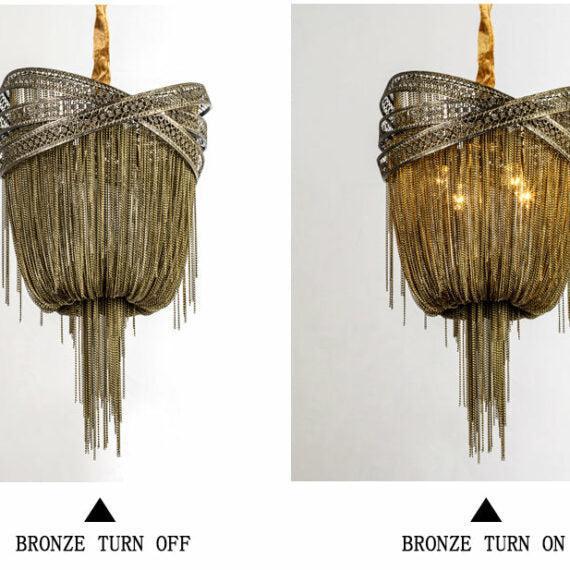 Stacking Rings Chain Tassel Pendant Chandelier - Lightings Menu
