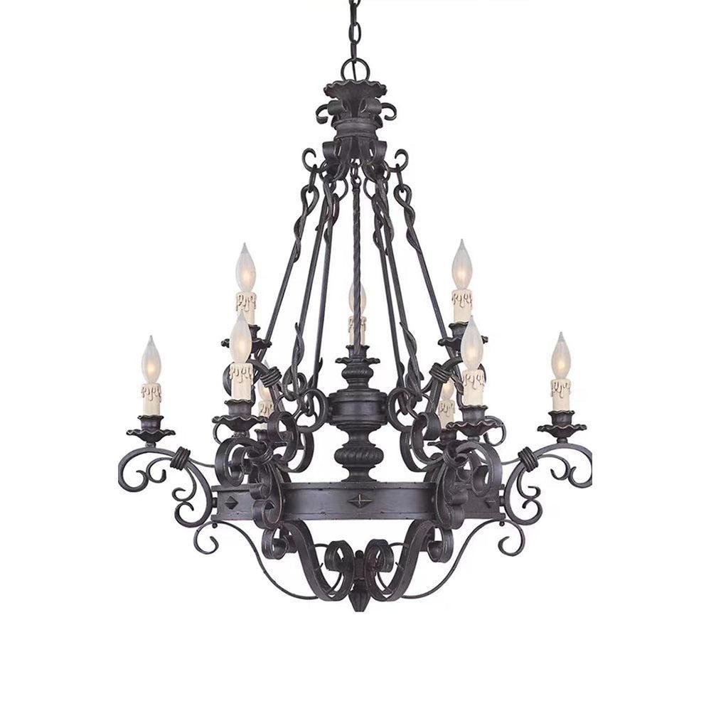 Vintage Iron Simple Candle Art Chandelier for Living Room / Villa / Stairs - Lightings Menu