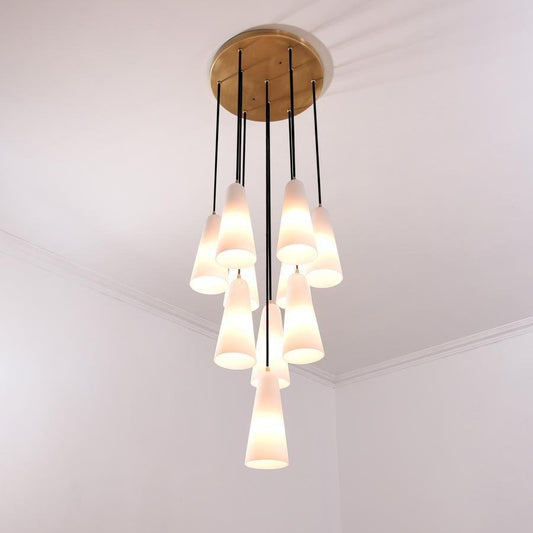 White Porcelain Round Chandelier D18" - Lightings Menu