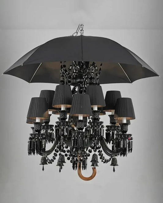 12 Lights Black Crystal Lighting with Umbrella - Lightings Menu