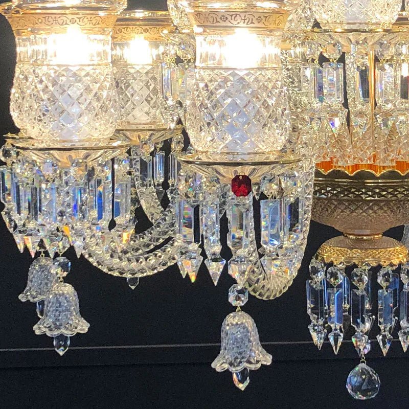 15 Lights Crystal Chandelier Gold & Clear Crystal Lighting - Lightings Menu