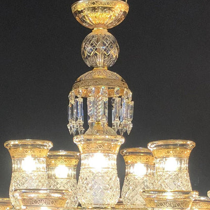 15 Lights Crystal Chandelier Gold & Clear Crystal Lighting - Lightings Menu