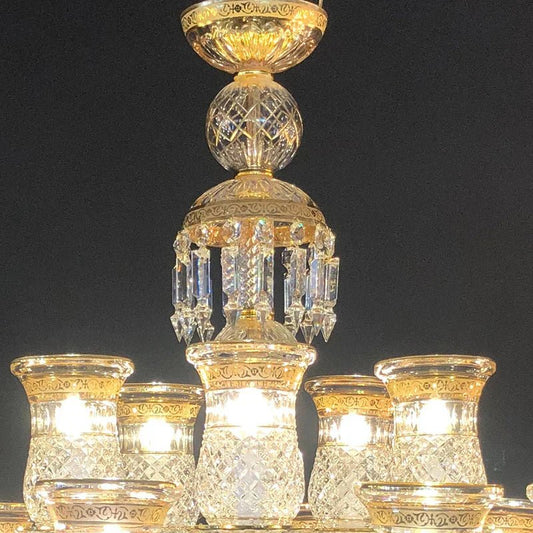 15 Lights Crystal Chandelier Gold & Clear Crystal Lighting - Lightings Menu