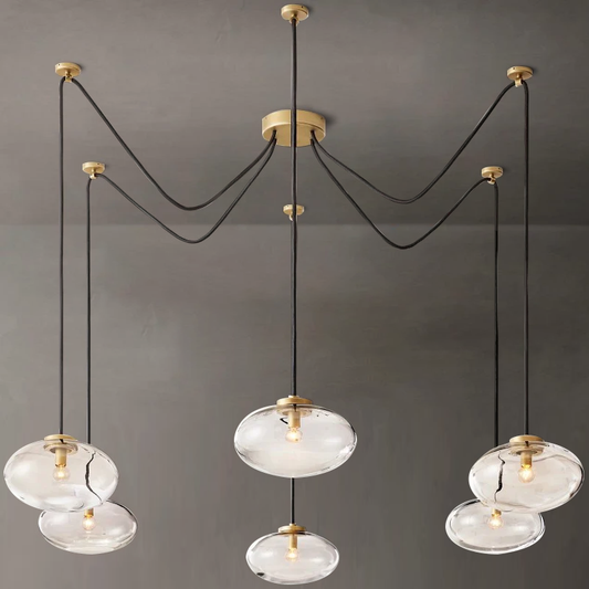 Crebat Clear Glass Suspended Chandelier 84"