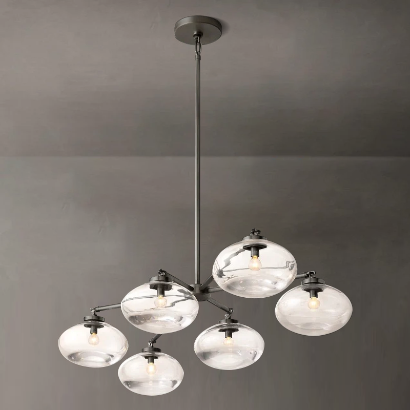 Crebat Clear Glass Mobile Linear Chandelier