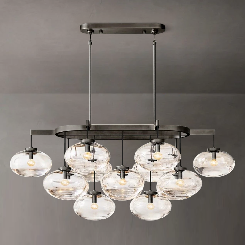 Crebat Clear Glass Linear Chandelier 54"