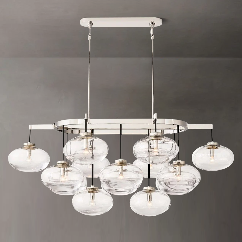 Crebat Clear Glass Linear Chandelier 54"