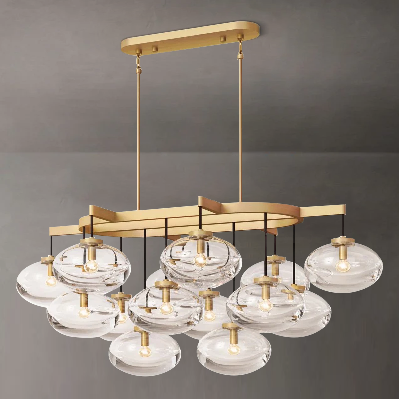 Crebat Clear Glass Linear Chandelier 54"
