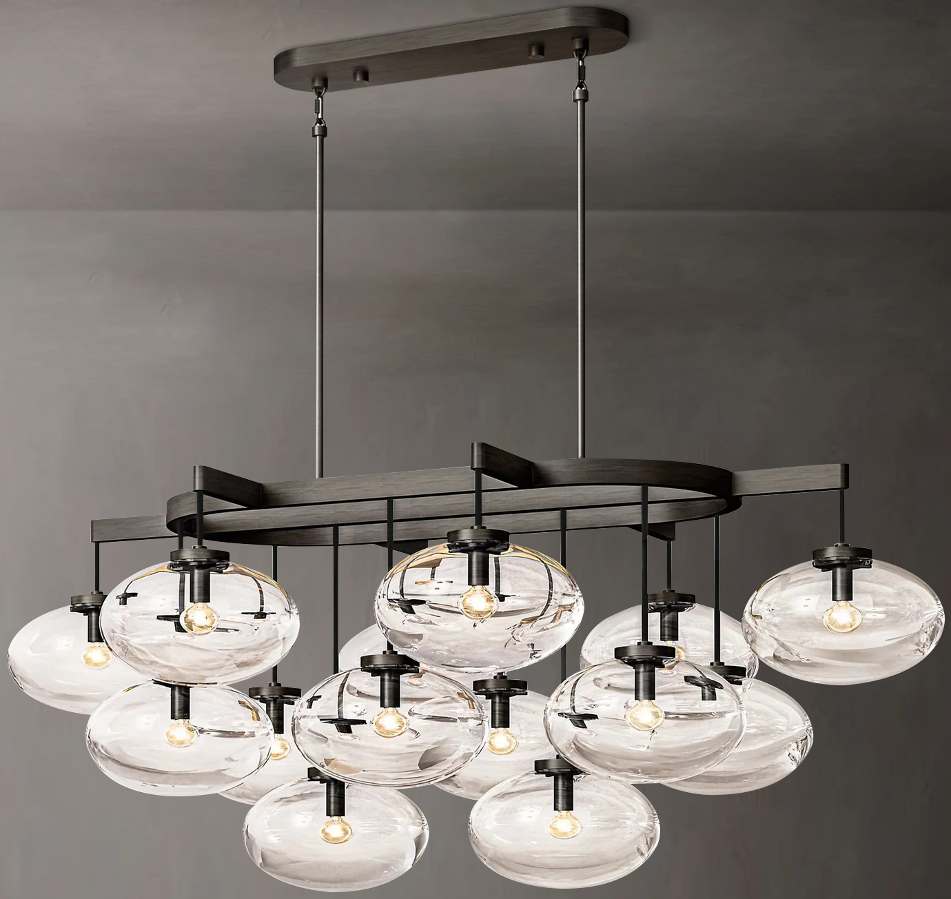 Crebat Clear Glass Linear Chandelier 54"