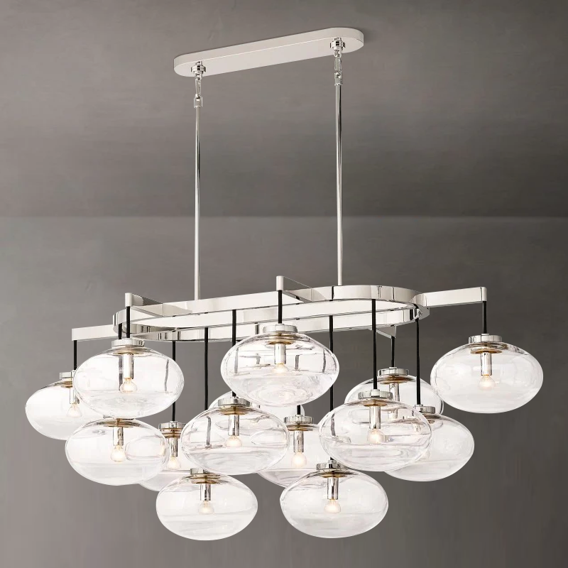 Crebat Clear Glass Linear Chandelier 54"
