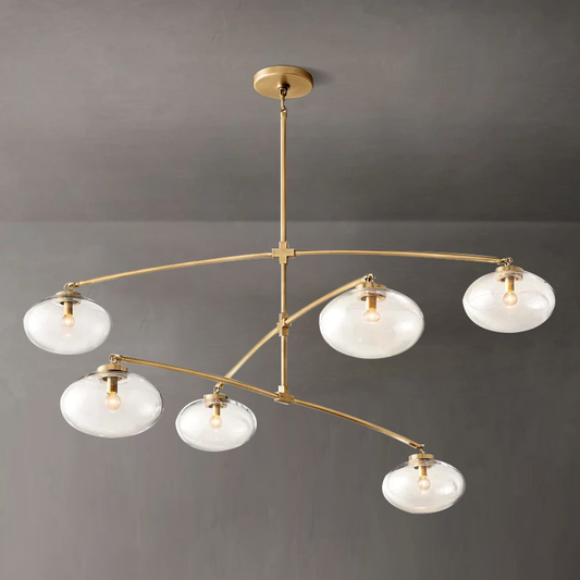Crebat Clear Glass Mobile Round Chandelier