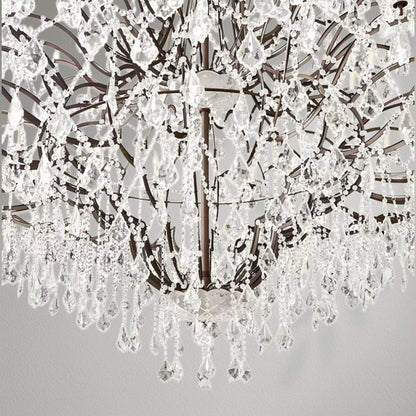 19th C. Rococo Iron & Crystal Round Dining Room Chandelier 101" - Lightings Menu
