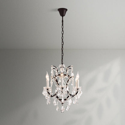 19th C. Rococo Iron & Crystal Round Dining Room Chandelier 18" - Lightings Menu