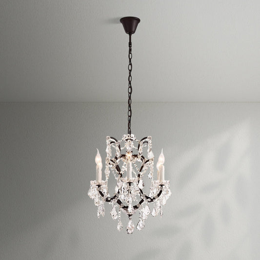 19th C. Rococo Iron & Crystal Round Dining Room Chandelier 18" - Lightings Menu