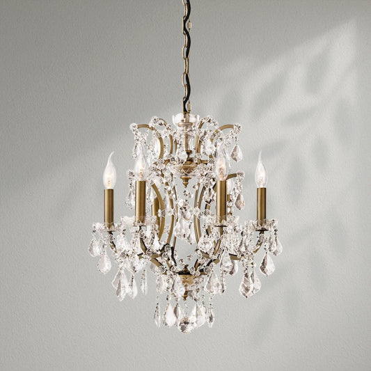 19th C. Rococo Iron & Crystal Round Dining Room Chandelier 18" - Lightings Menu