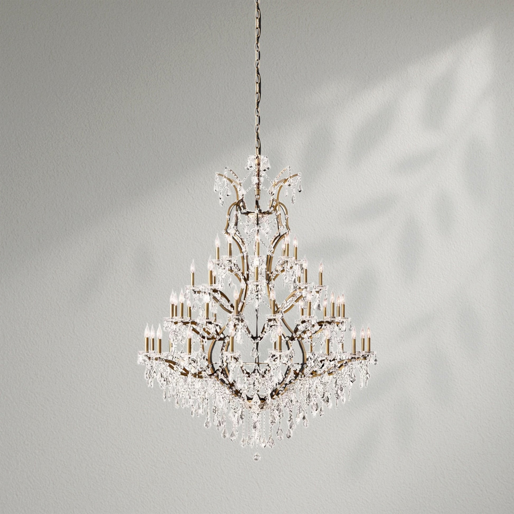 19th C. Rococo Iron & Crystal Round Dining Room Chandelier 60" - Lightings Menu