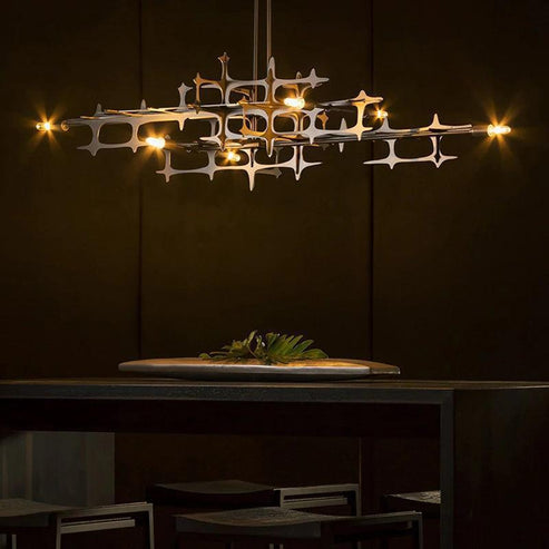 Linear Pendant Light Fixture In Stainless Steel