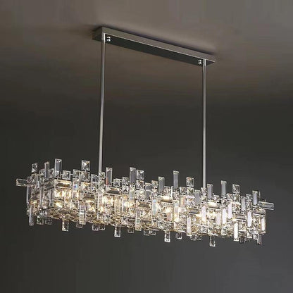 Art Irregular Block Collection Crystal Pendant Chandelier Suit for Living/Dining Room