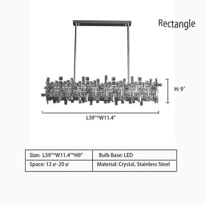 Art Irregular Block Collection Crystal Pendant Chandelier Suit for Living/Dining Room