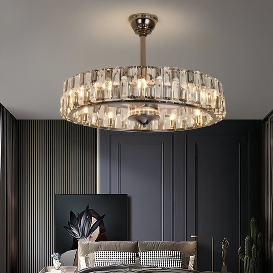 New Modern Invisible Fan Light Candle Crystal Chandelier