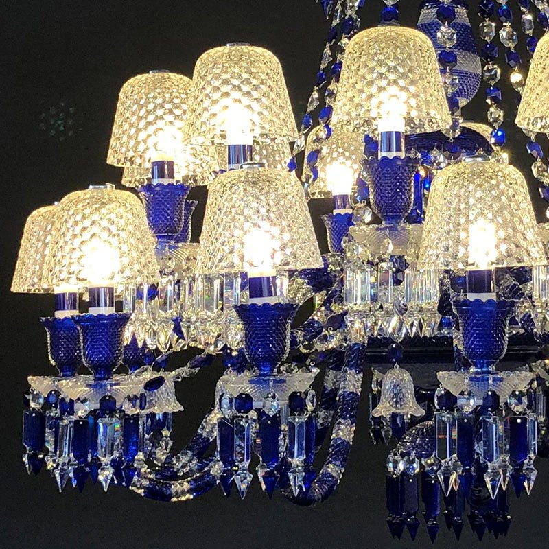 24 Lights Chandelier Blue & Clear Crystal Lighting - Lightings Menu