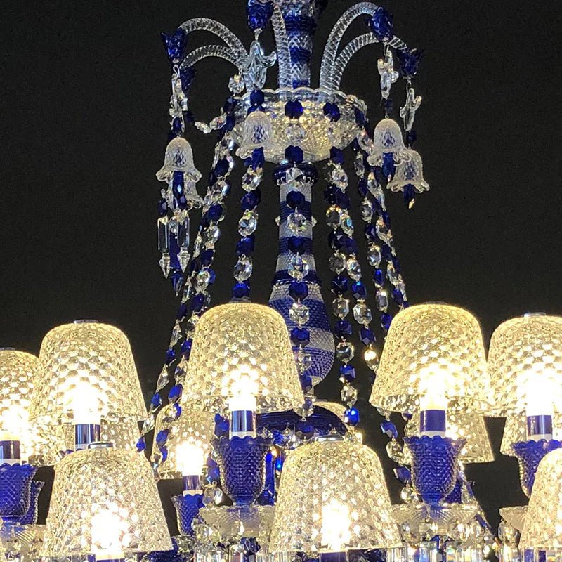 24 Lights Chandelier Blue & Clear Crystal Lighting - Lightings Menu