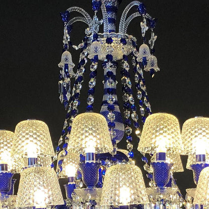 24 Lights Chandelier Blue & Clear Crystal Lighting - Lightings Menu