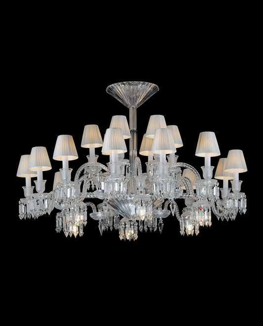 24 Lights Crystal Chandelier with Lampshades - Lightings Menu