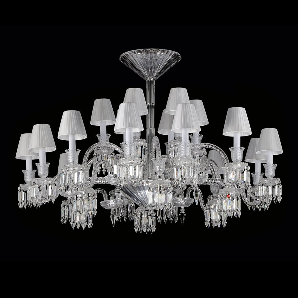 24 Lights Crystal Chandelier with Lampshades - Lightings Menu
