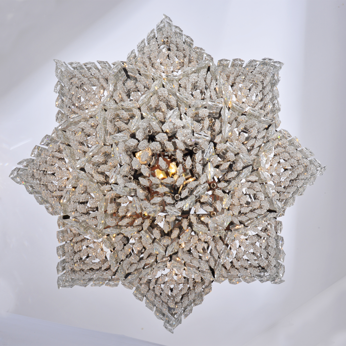 Crystal Octagonal Six-layer Chandelier Silver 48“