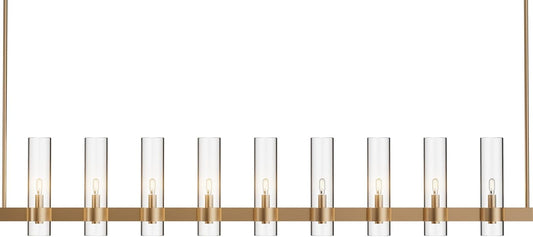 Modern Farmhouse 9-Light Brass Kitchen Island Chandelier with Adjustable Linear Design