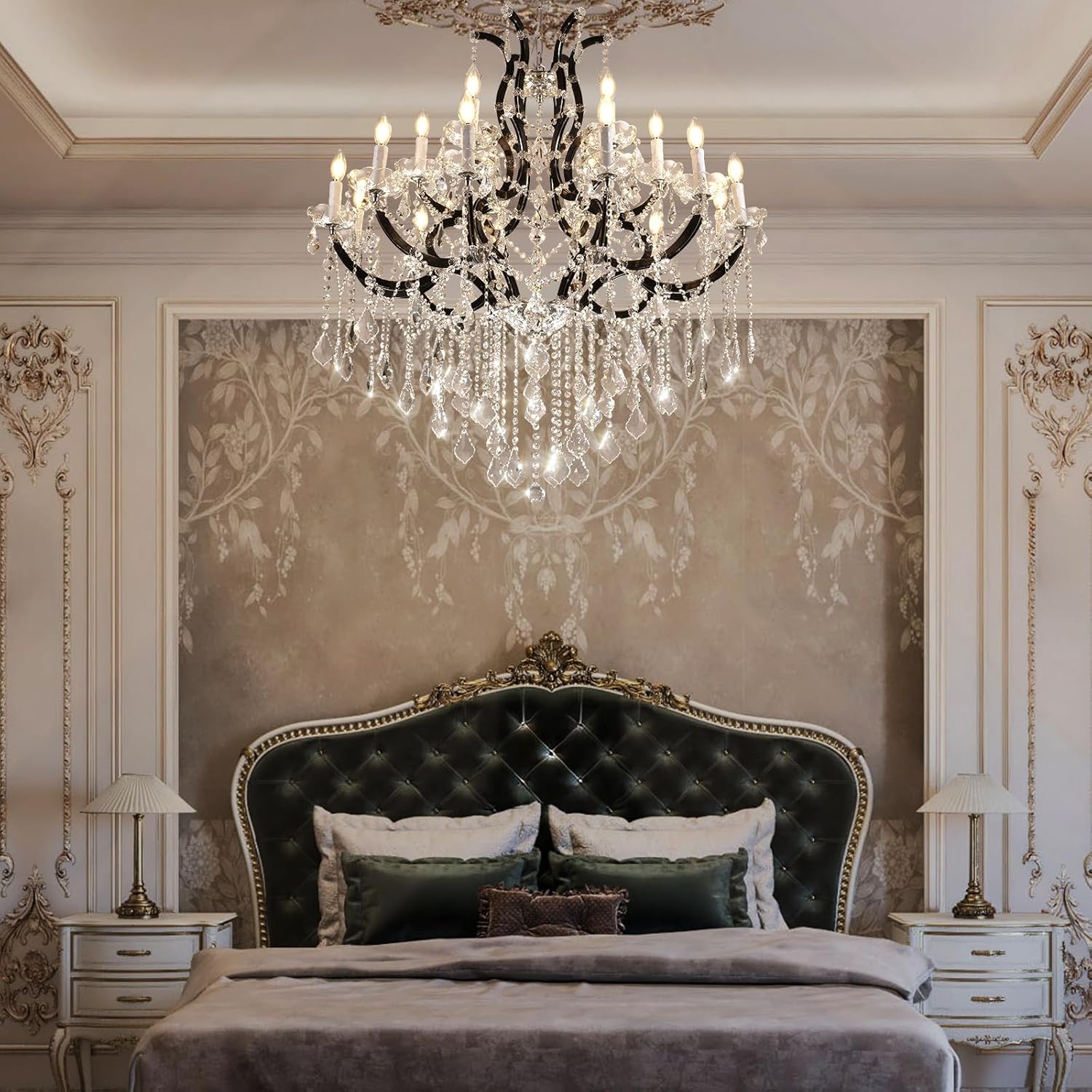 Grand Black Crystal Chandelier: Modern Elegance for Dining, Hallway, Living Room